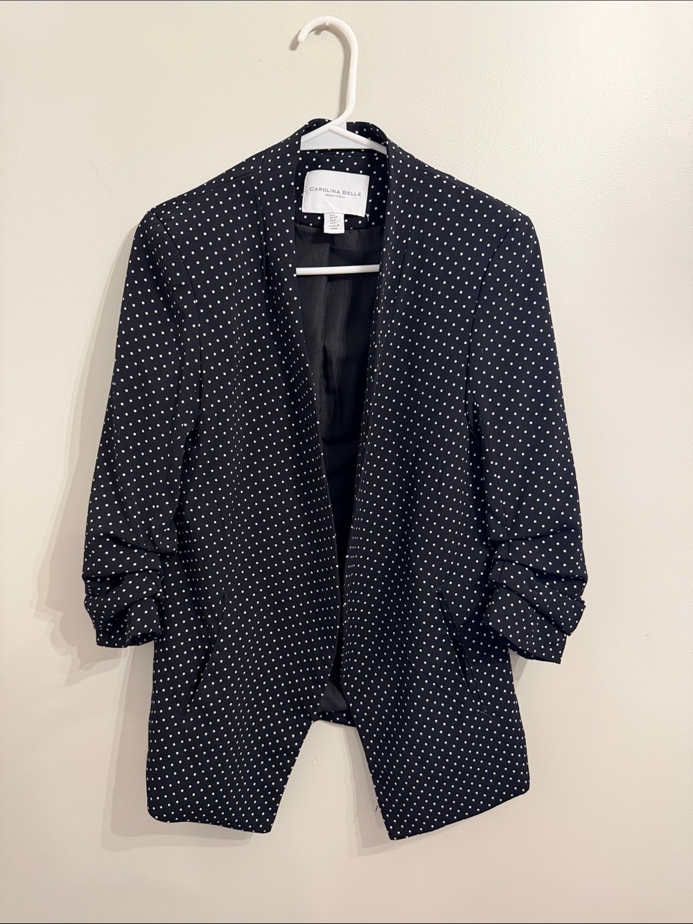 Carolina Belle Black Blazer with White Polka Dots